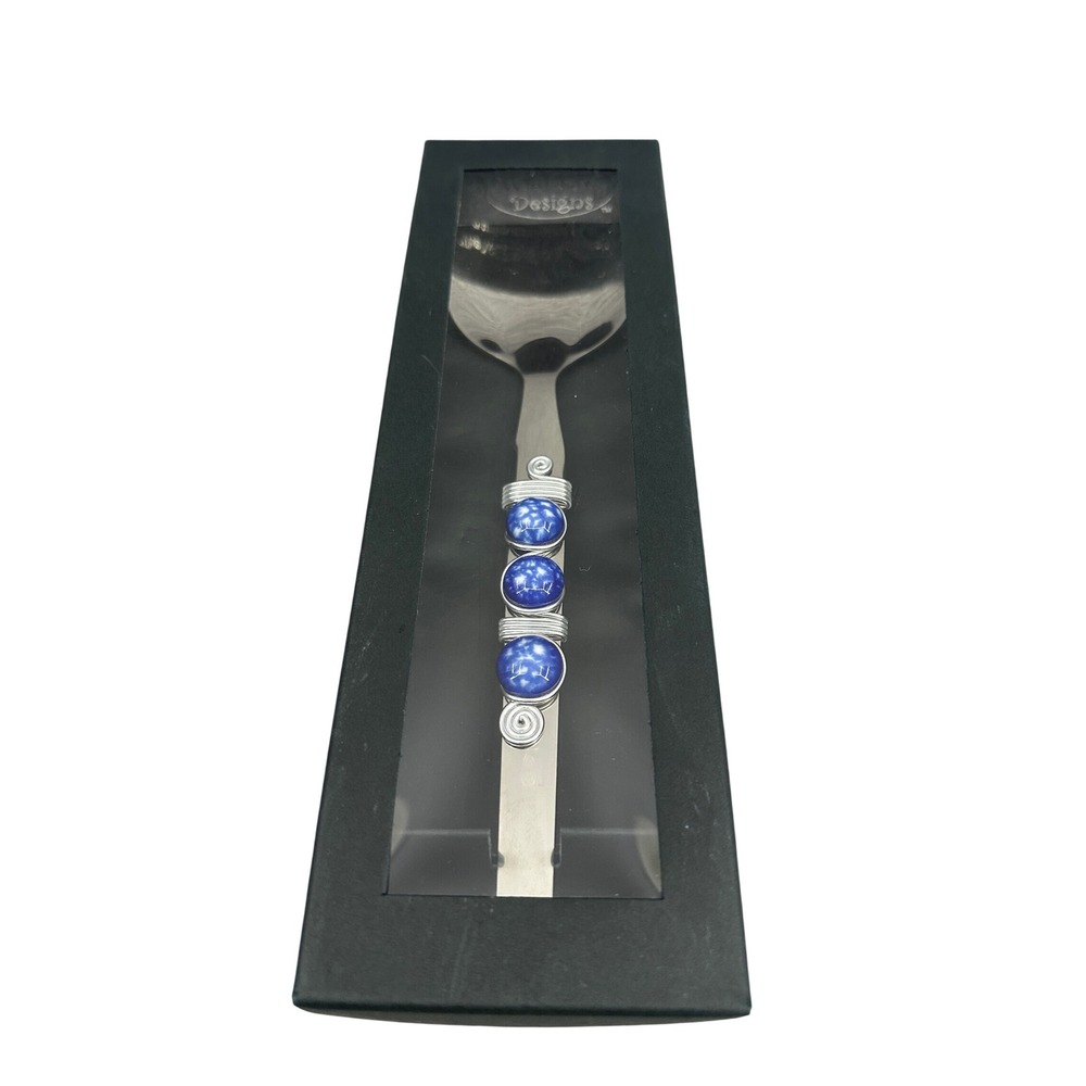 Wild Eye Designs Stainless Steel Serving Spoon Blue Stone Wire Wrapped NIB